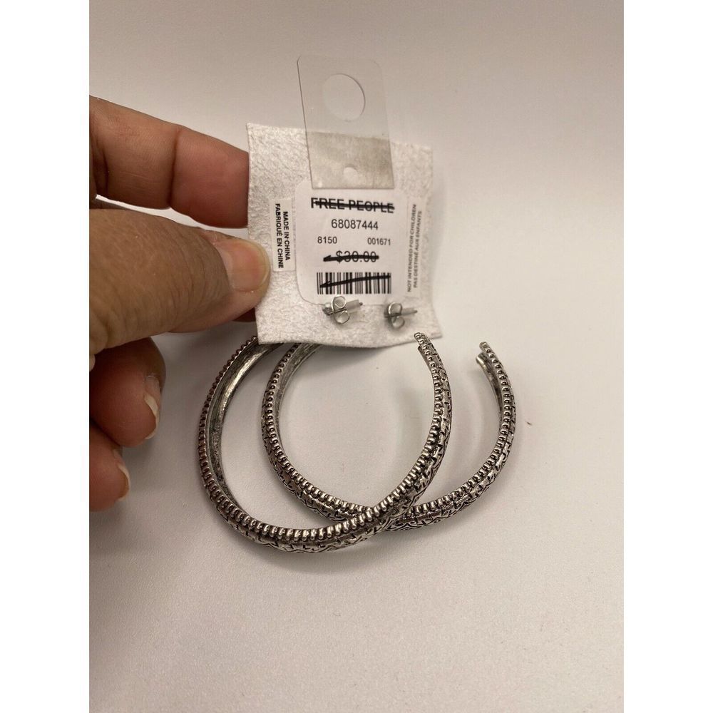 FREE PEOPLE Thunder Kiss Hoop Earrings with Post-Back Closure - Picture 4 of 4